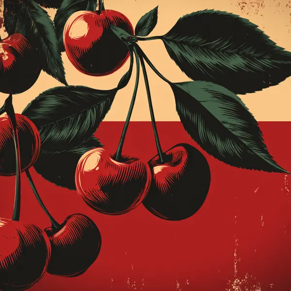 Cherries on red